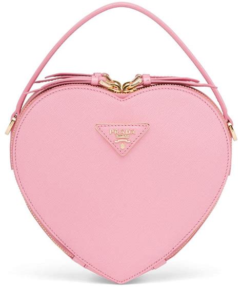 prada heart-shaped bag|Prada black handbag silver hardware.